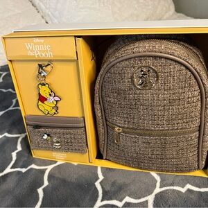 Disney Winnie the Pooh Tweed Brown Backpack Set